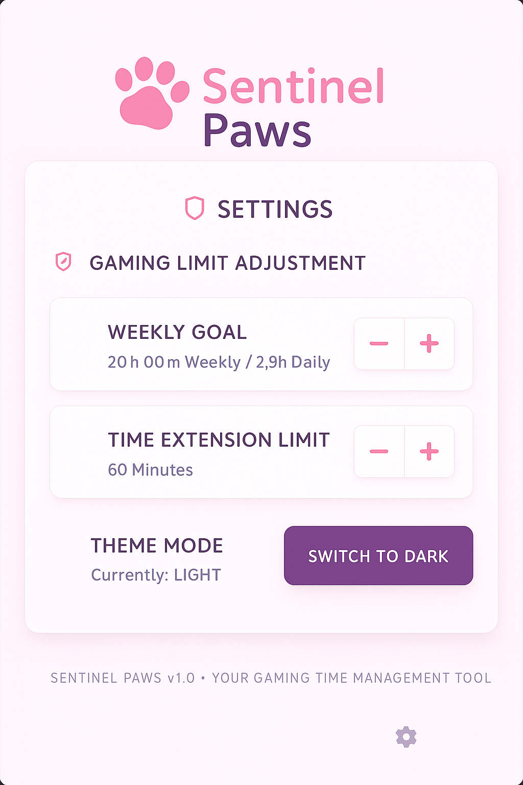 Sentinel Buddy Cute Dashboard with Pink Theme